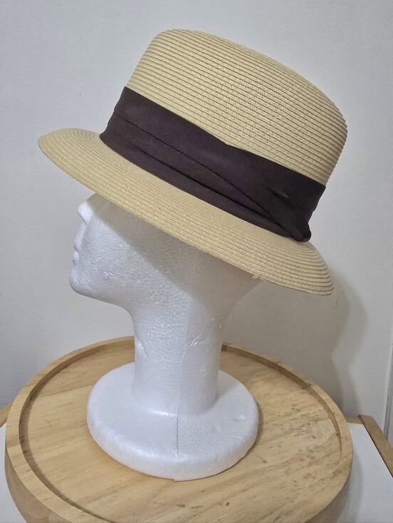 Park Royal Other - Vtg Park Royal Men's Ecru/Brown Fedora Hat Genuine Milan Weave 6 3/4" Looks NEW